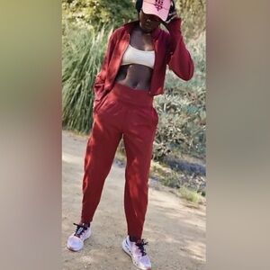 #117 NWT Free People Never Better Structured Sweatpants in Crimson
